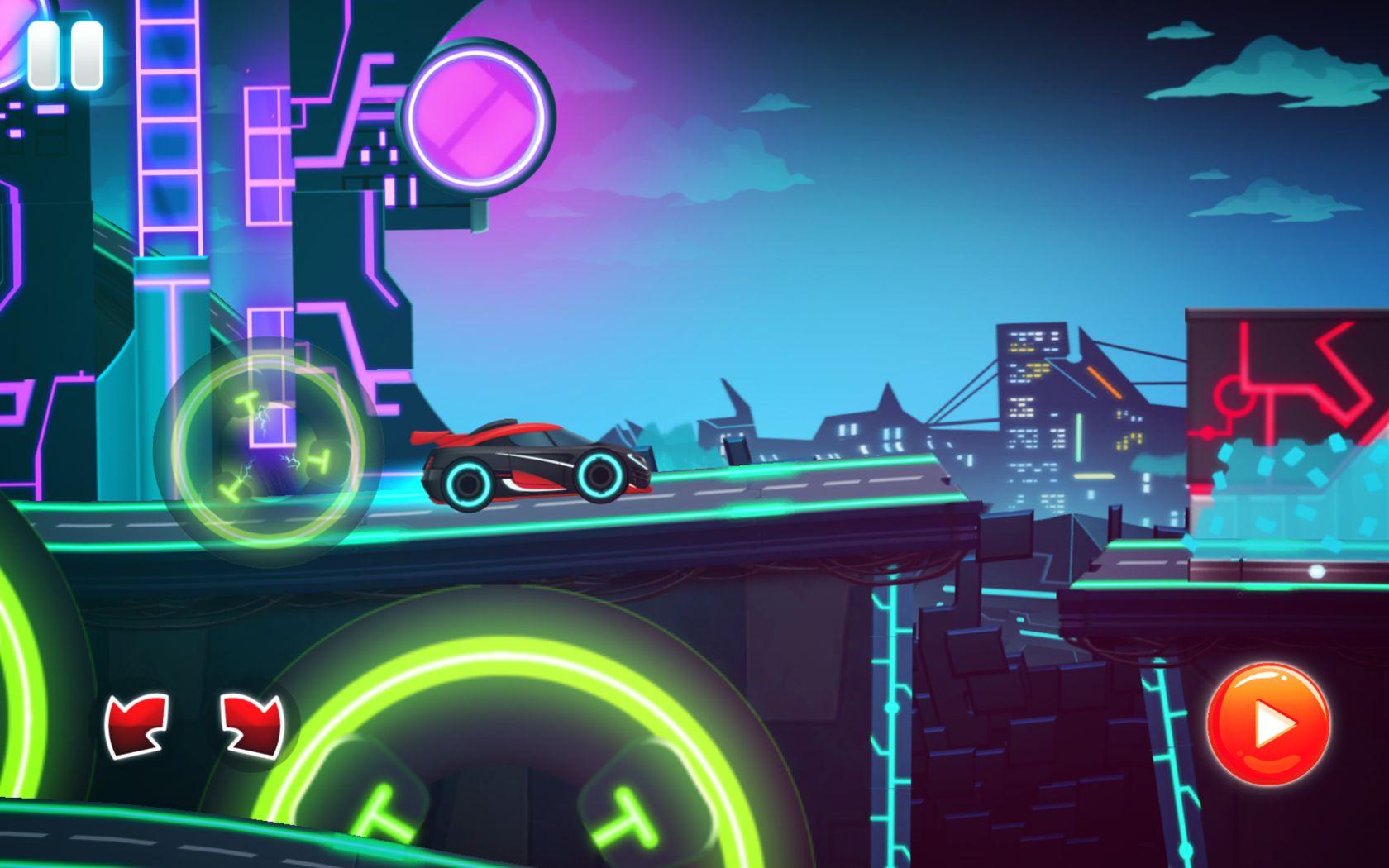 car games: neon rider drives sport cars