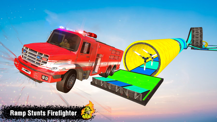 Fire Truck Stunt Racing Games游戏截图