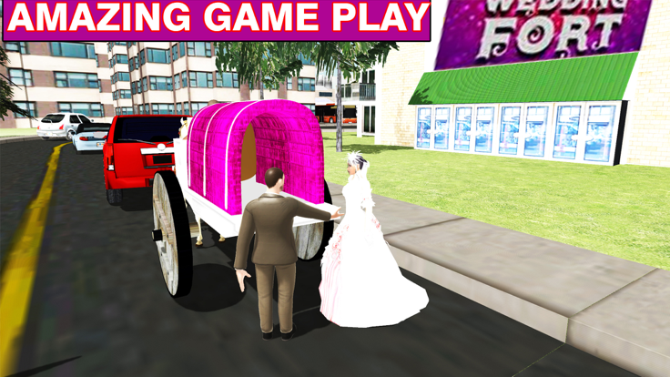 婚礼马车和城市驾驶的新娘游戏截图