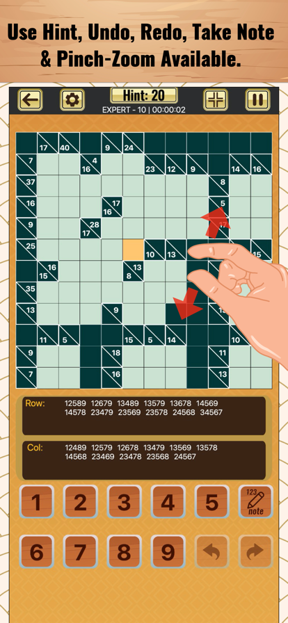 Kakuro Cross Sums Puzzles游戏截图