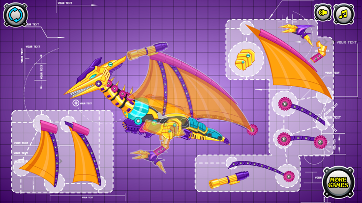 机械翼龙：组装恐龙玩具——双人益智拼装小游戏游戏截图