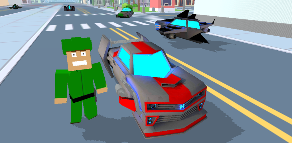 Blocky Hover Car: City Heroes游戏截图