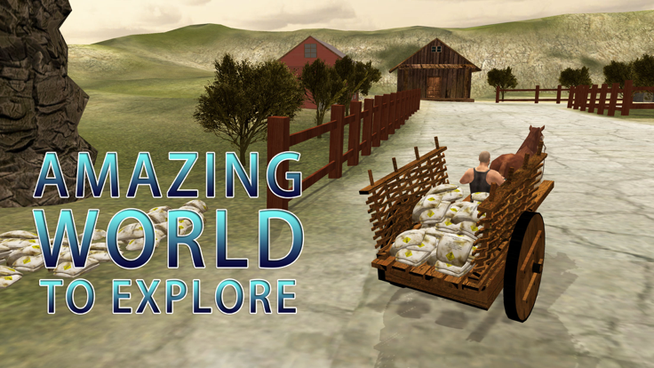 马拉大车模拟器 - 通过驱动平台传送干草游戏截图