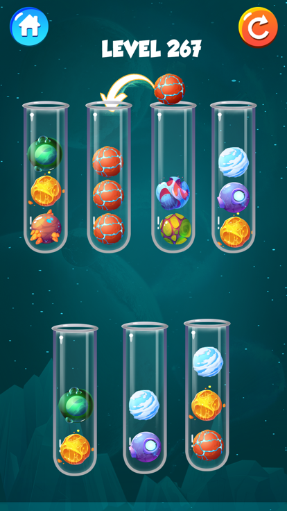 银河彩色球排序游戏 - 颜色排序游戏 - 球排序益智游戏游戏截图