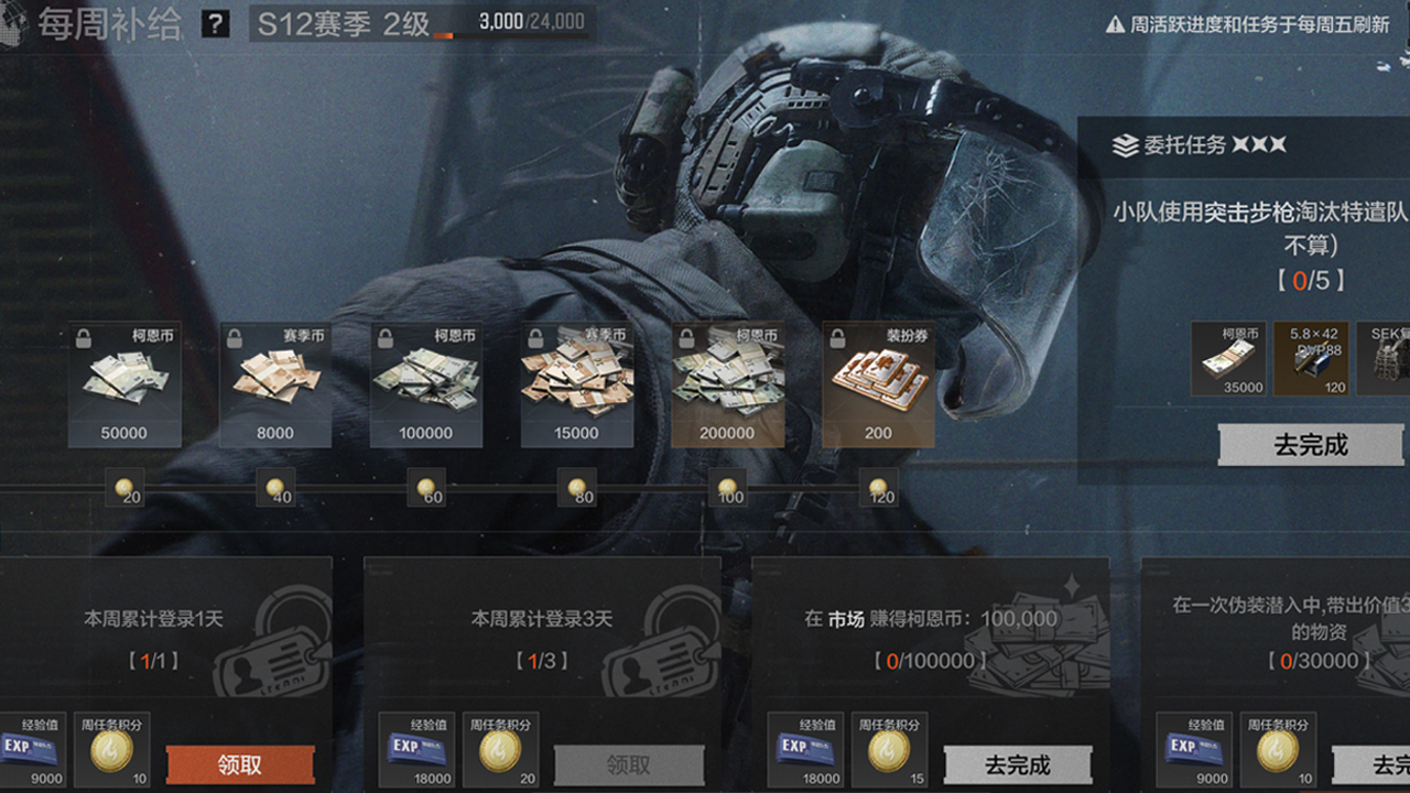 完成挑战领装扮券