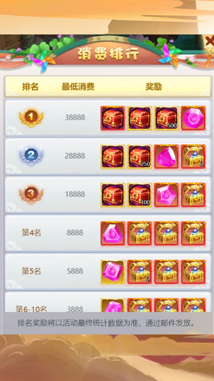 跨服勾玉消费排行榜