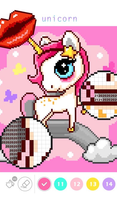 女生游戏 - 独角兽数字填色游戏游戏截图