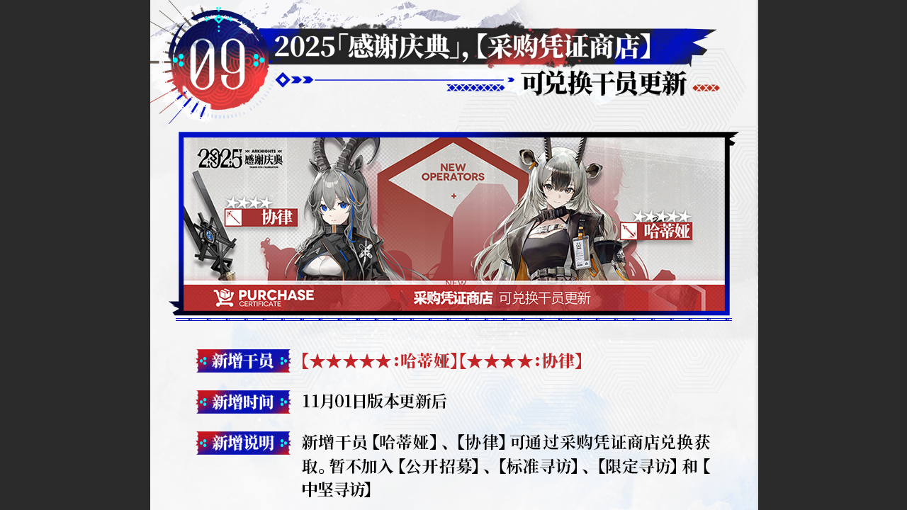 【采购凭证商店】可兑换干员更新