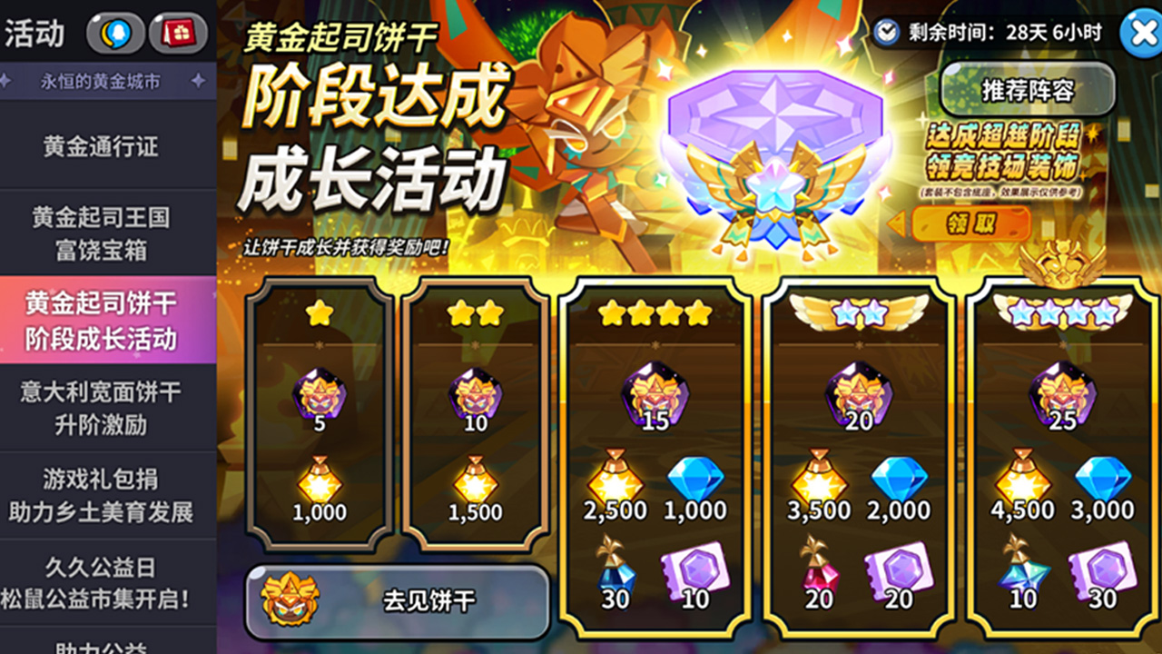 黄金起司饼干限时加码养成激励