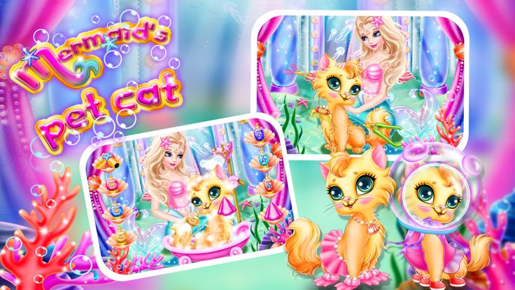美人鱼护士护理宠物猫- 女孩装扮游戏游戏截图