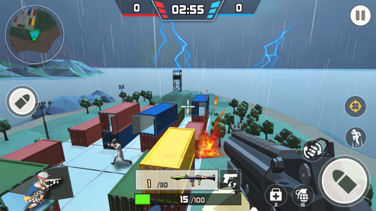 刺激战场：多人模拟枪战射击单机小游戏-枪战王者像素休闲手游游戏截图