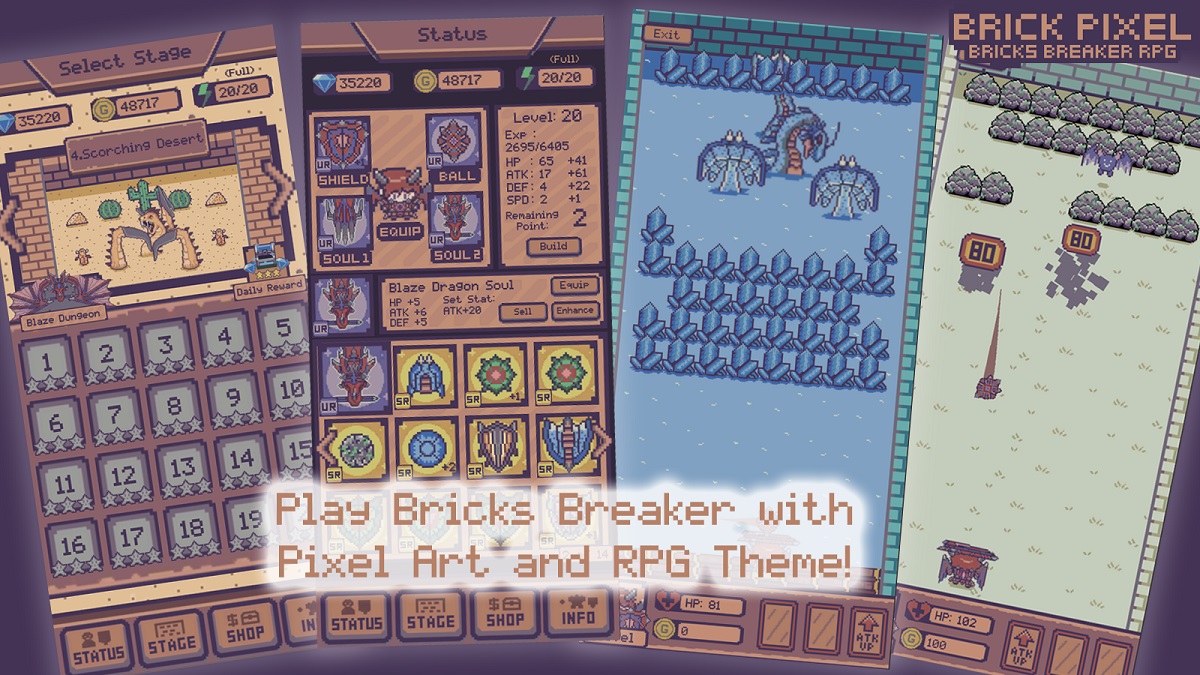 Bricks Pixel - Monster Bricks Breaker Battle RPG游戏截图