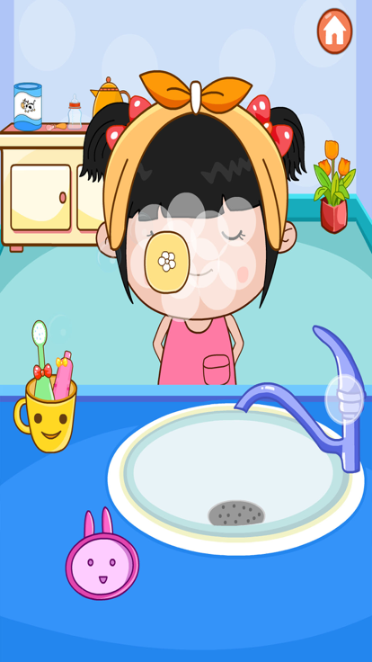 丫丫起床了:刷牙,洗脸,喝奶游戏截图