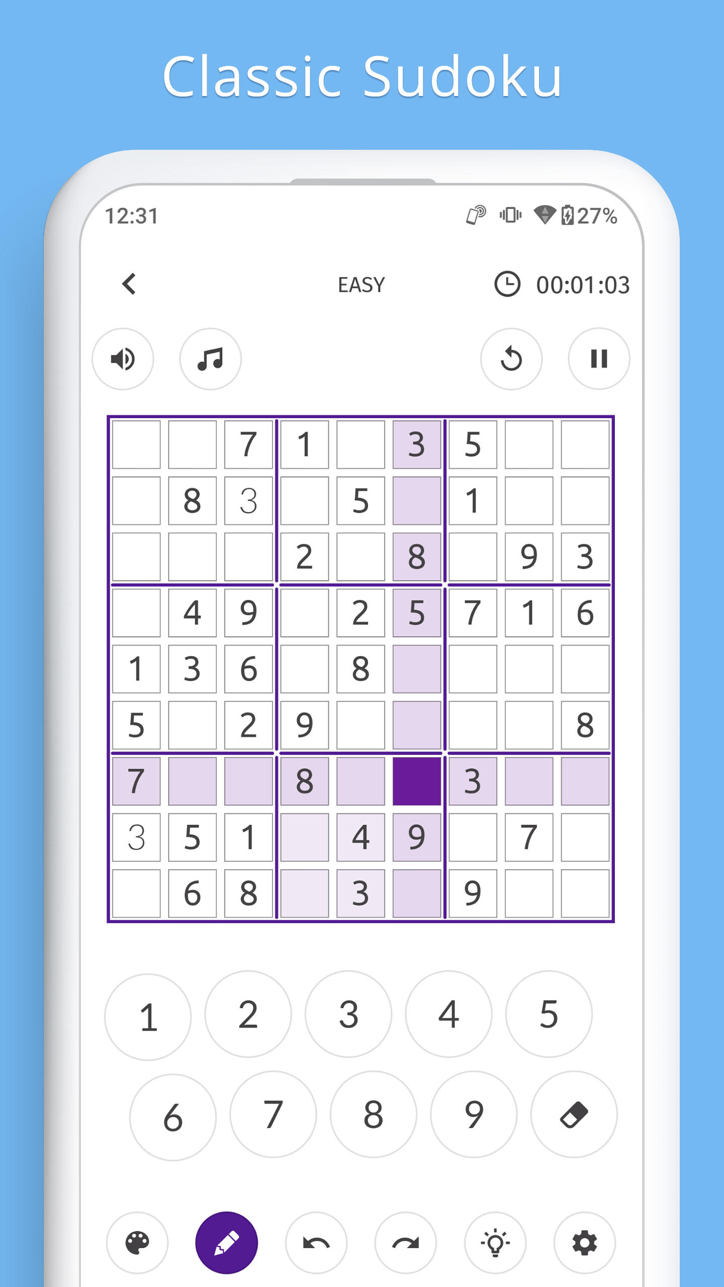 Sudoku Awesome - Free Sudoku Puzzle Game游戏截图