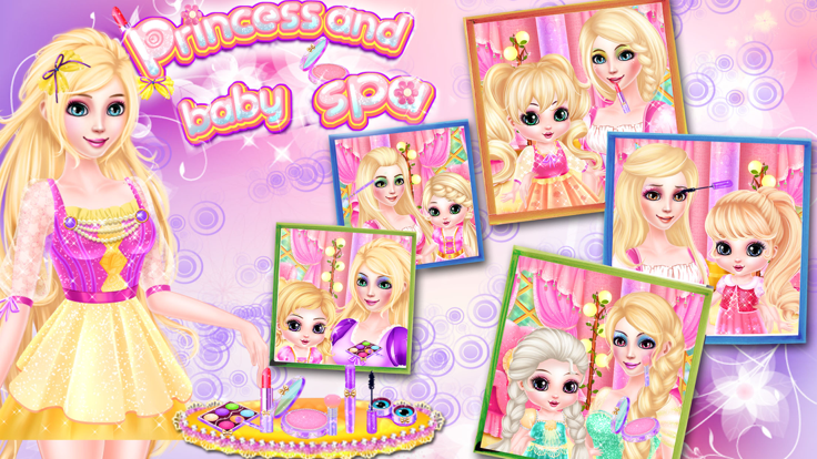 长发公主和婴儿宝贝艾尔莎化妆水疗中心－女孩免费游戏游戏截图