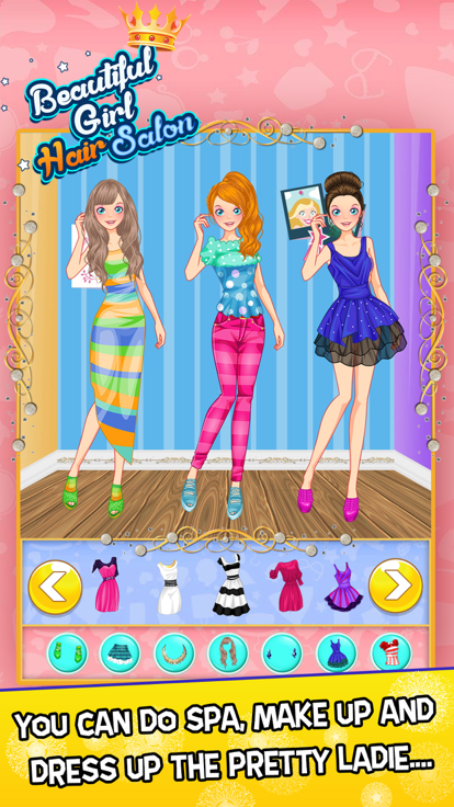 Beautiful Girl Hair Salon with Dress Up kids Game游戏截图