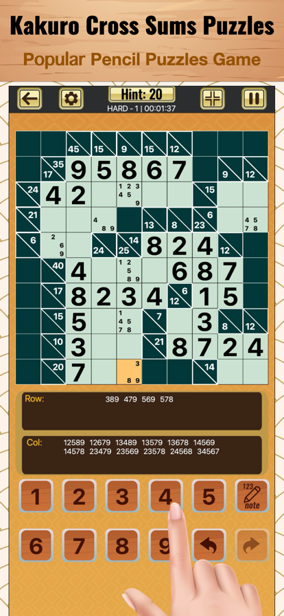 Kakuro Cross Sums Puzzles - - TapTap