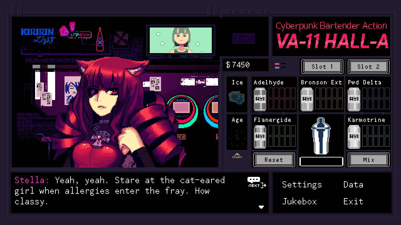VA-11 Hall-A: Cyberpunk Bartender Action游戏截图