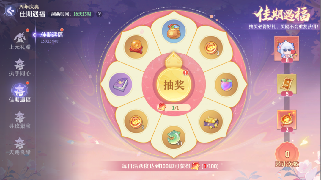 佳期遇福 · 活跃抽奖必得好礼