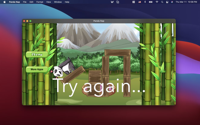 熊猫要午休:移动木块,让熊猫平稳落到床上!游戏截图