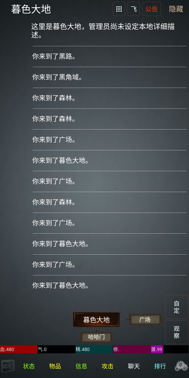 幻想世界mud游戏截图