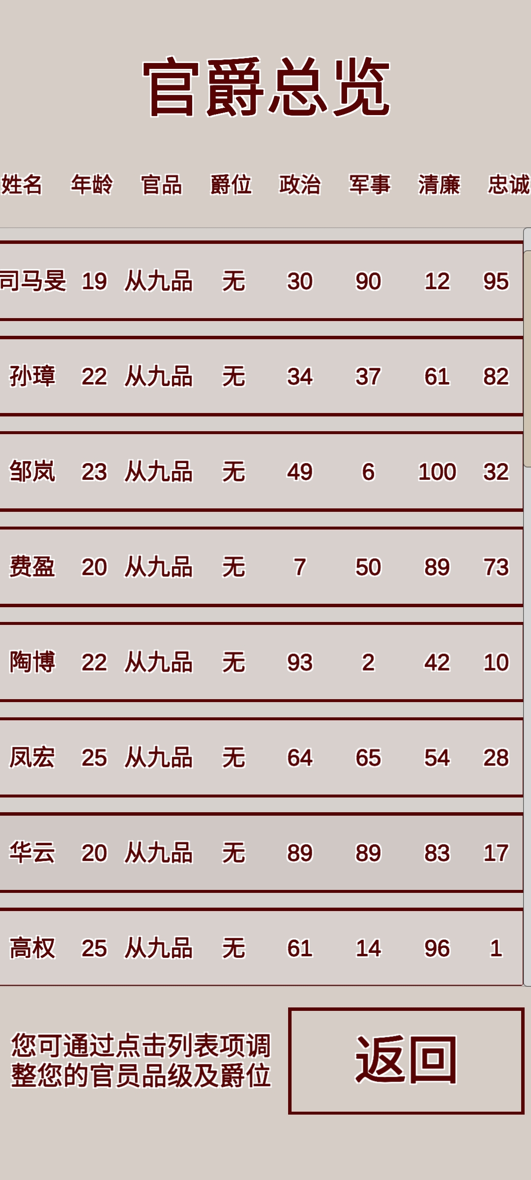 明朝人生养成记游戏截图