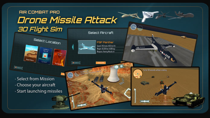 空战临：无人机试飞员导弹攻击的3D Flight Sim游戏截图