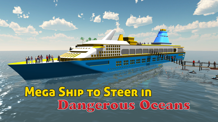 游轮模拟器3D - 海上航行的大型船来接和从岛落客游戏截图