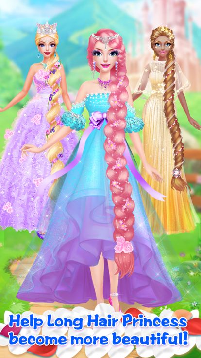 长发公主沙龙 - 少女化妆换装游戏游戏截图