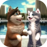 Cute Cat And Puppy World