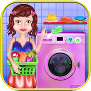 孩子们洗衣衣服洗涤 & 清洗--免费好玩家游戏的女孩与孩子