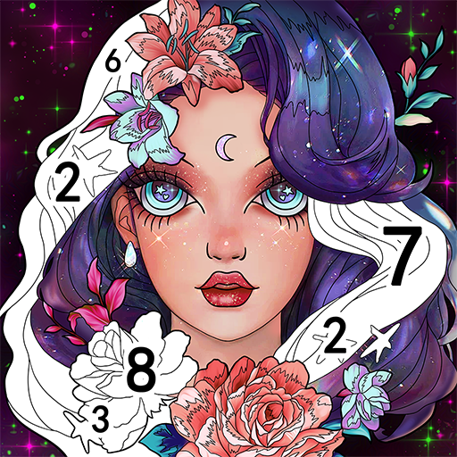 coloring by number with key hard flowers