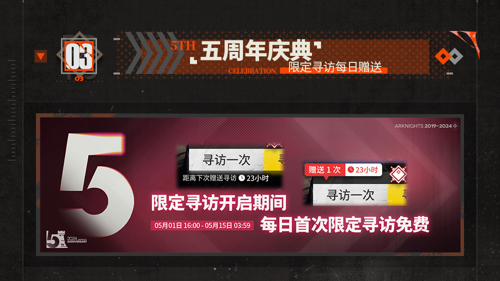 限定寻访每日赠送
