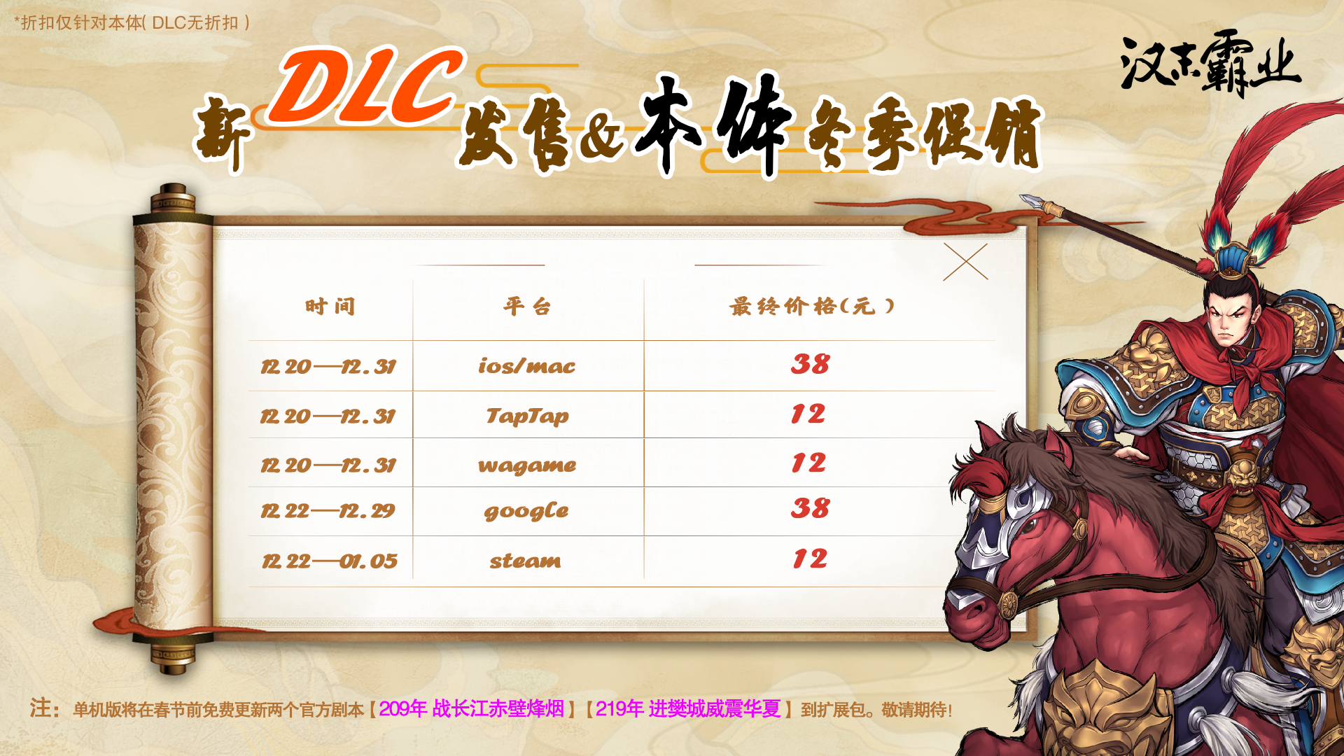 新DLC发售，本体限时特惠！