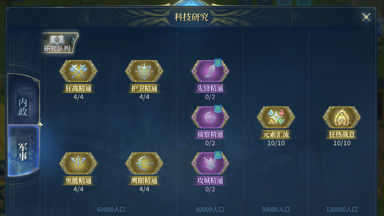 战斗升级，部队风格解锁