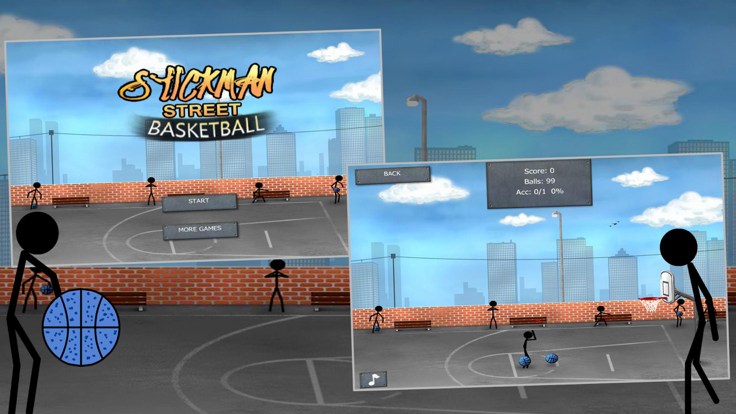 街头篮球：火柴人投篮达人 － 扣篮灌篮高手训练游戏游戏截图