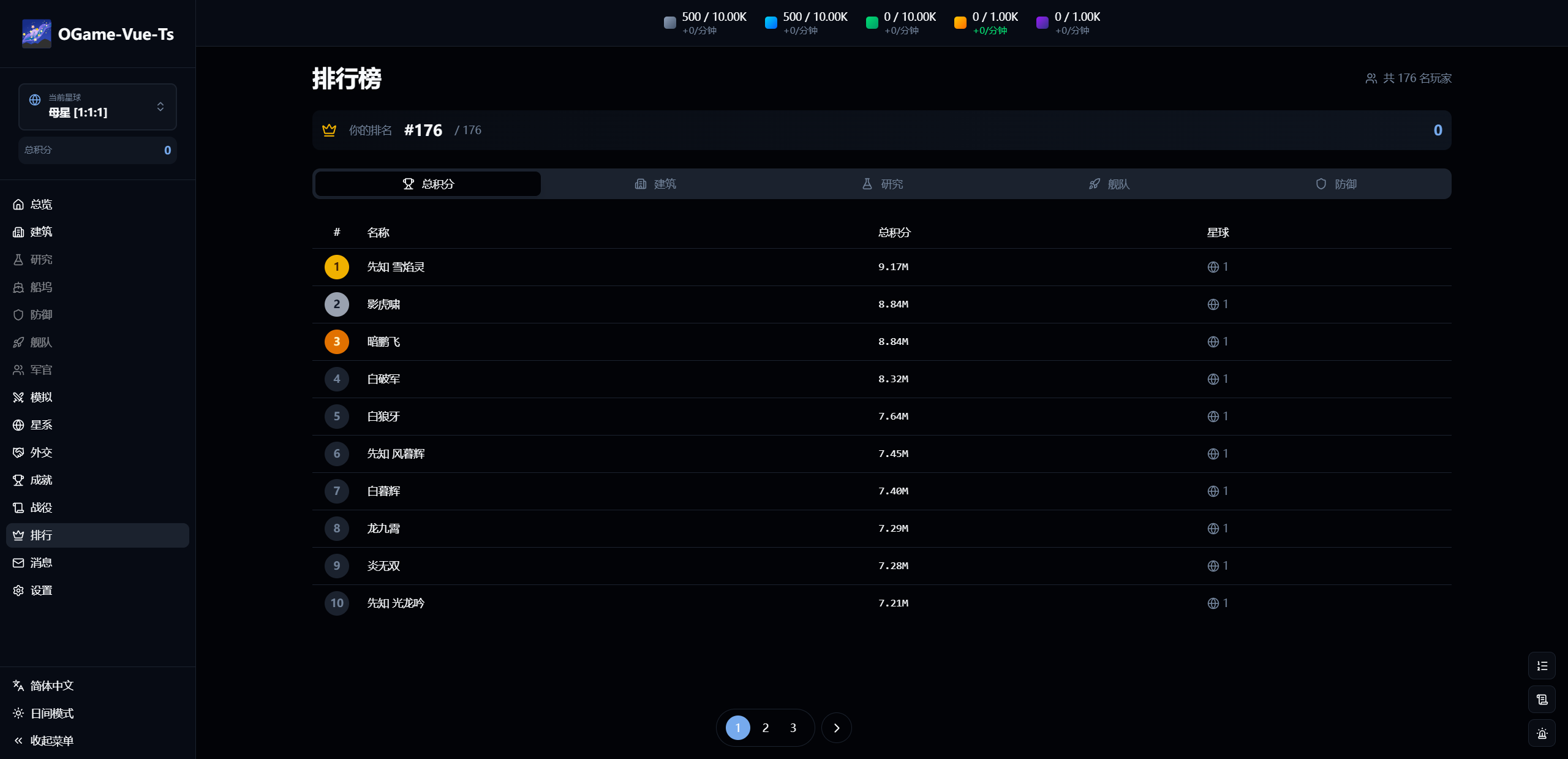 OGame Vue Ts游戏截图