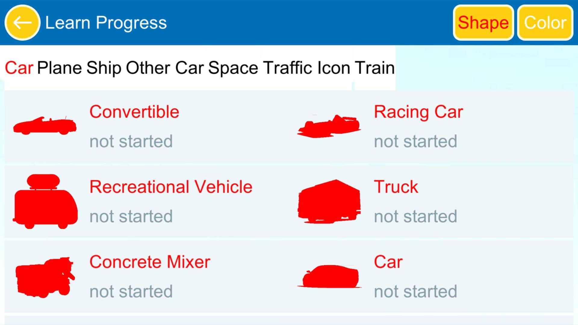 Learn Vehicle Color HD（测试版）游戏截图