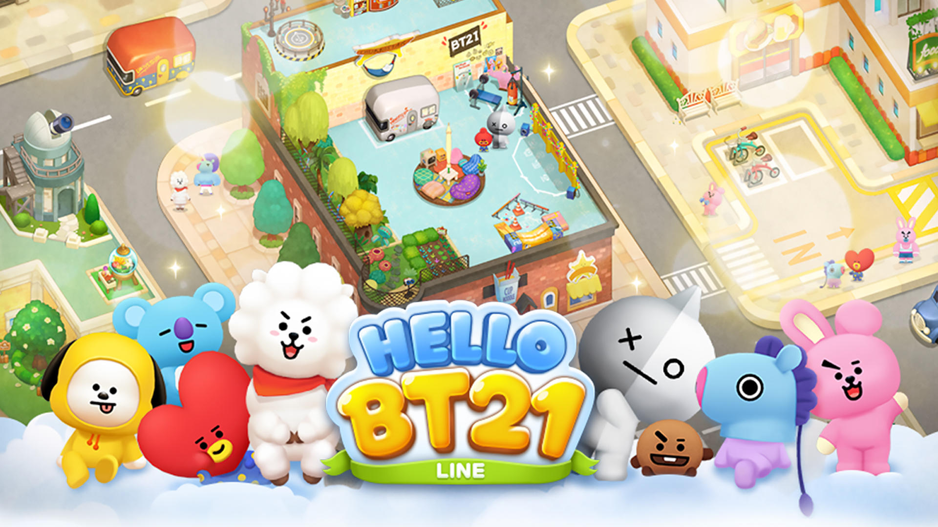 LINE HELLO BT21～邁入第2年～挑戰可愛的丟泡泡益智遊戲來打造自己專屬的時尚小鎮！游戏截图