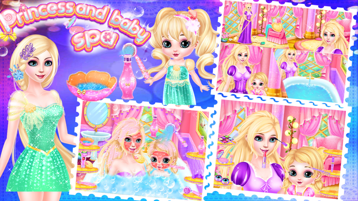 长发公主和婴儿宝贝艾尔莎化妆水疗中心－女孩免费游戏游戏截图