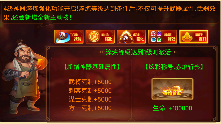 淬炼1级·属性全面强化