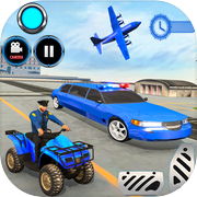 US Police limousine Car Quad Bike Transporter Game