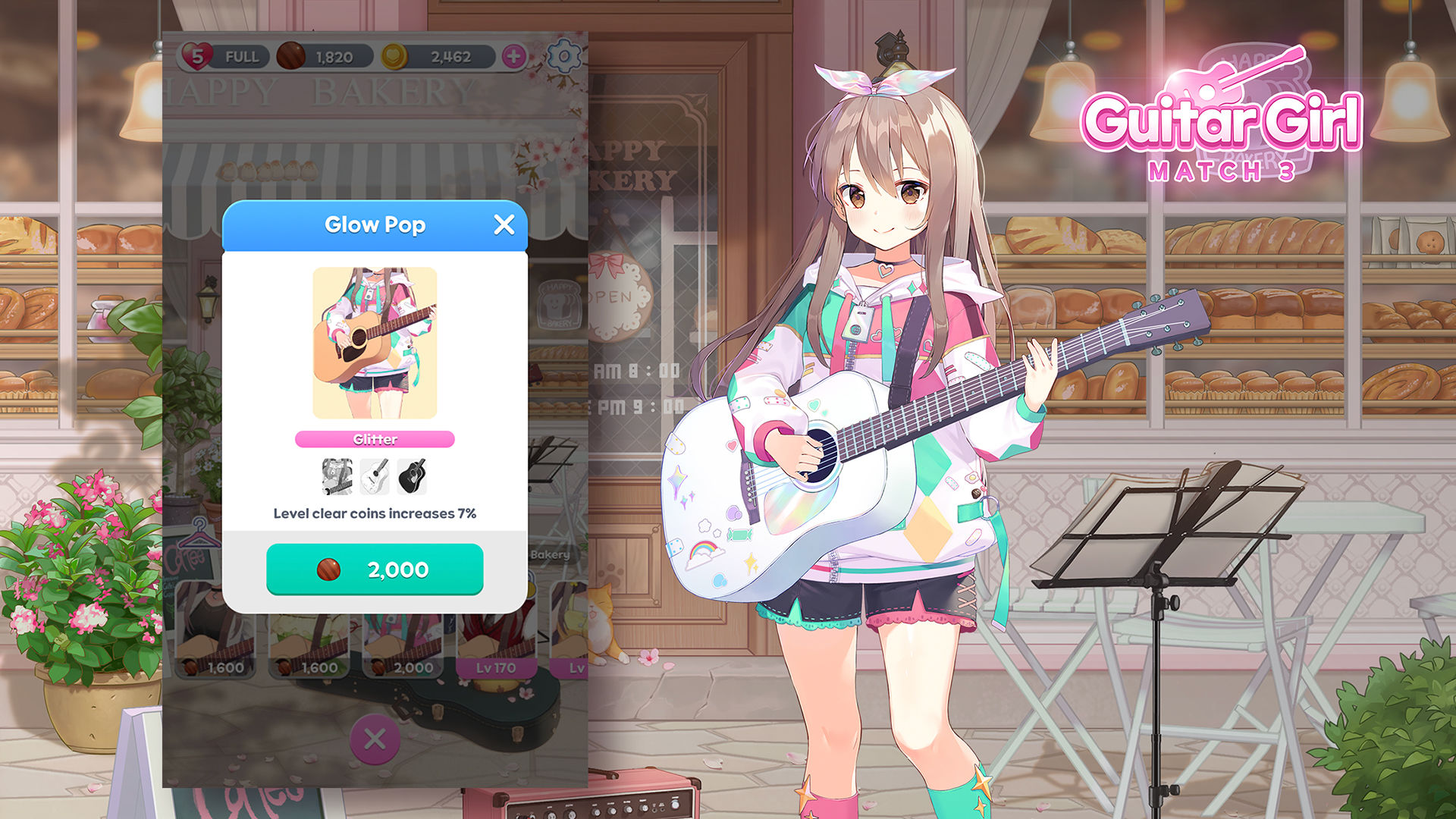 Screenshot of Guitar Girl Match 3